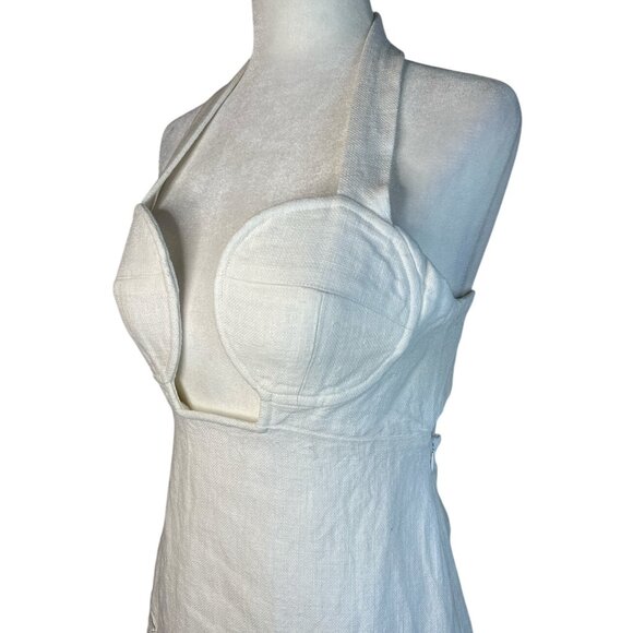 Cult Gaia Kailani Dress in Off White 6 New Womens Halter Mini Linen - Picture 7 of 16